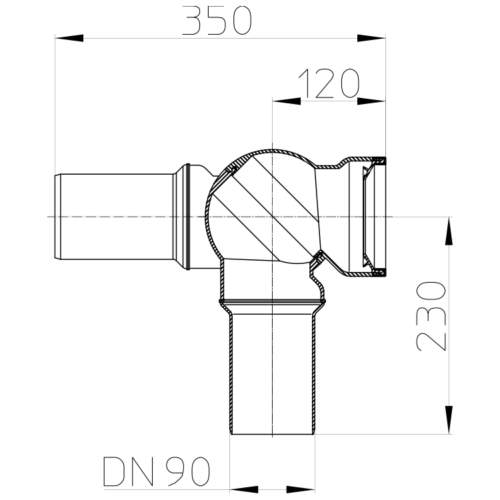 HL209.WE Відвідний патрубок DN90_схема