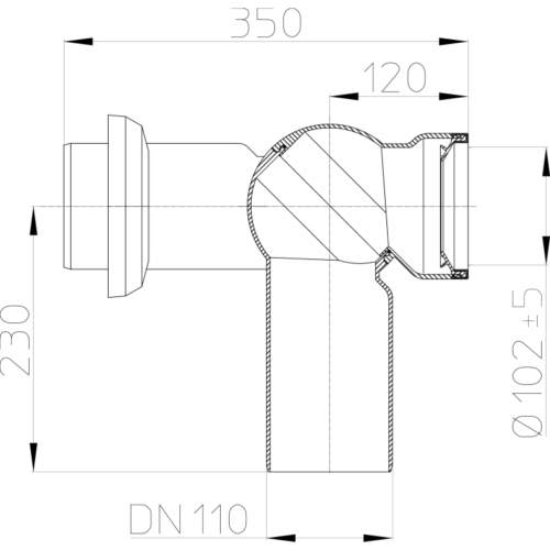 HL210.7WE Відвідний патрубок DN110_схема