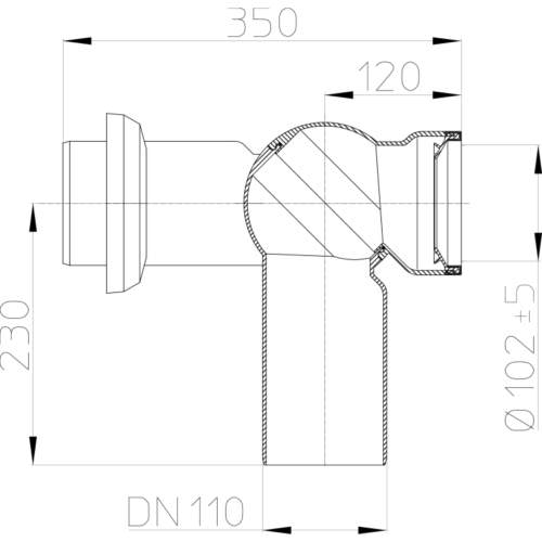 HL210.7WE Відвідний патрубок DN110_схема