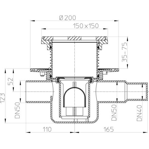 HL300G Трап DN50-схема