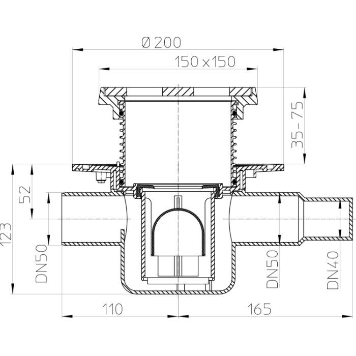 HL300G Трап DN50-схема