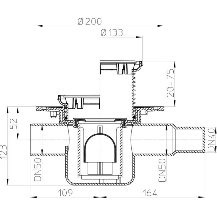 HL300R Трап DN50_cхема