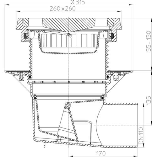 HL615.1 Дворовий трап DN110_cхема