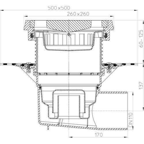 HL615.1HW Дворовий трап DN110_схема