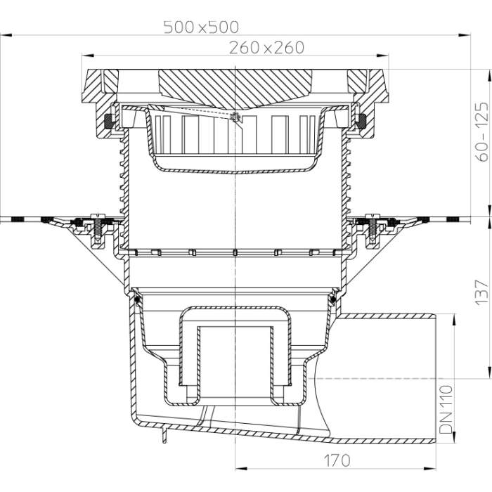 HL615.1HW Дворовий трап DN110_схема