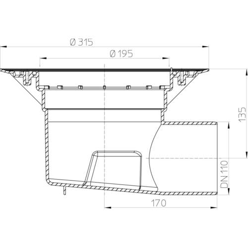 HL615K Корпус дворового трапу DN110_схема