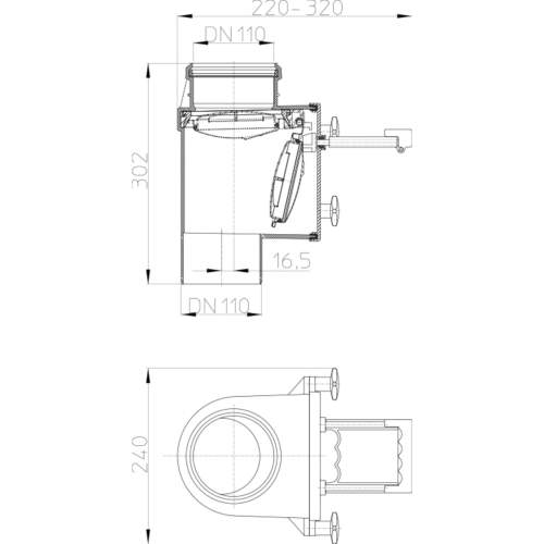 HL710.1V Каналізаційний затвор DN110_cхема