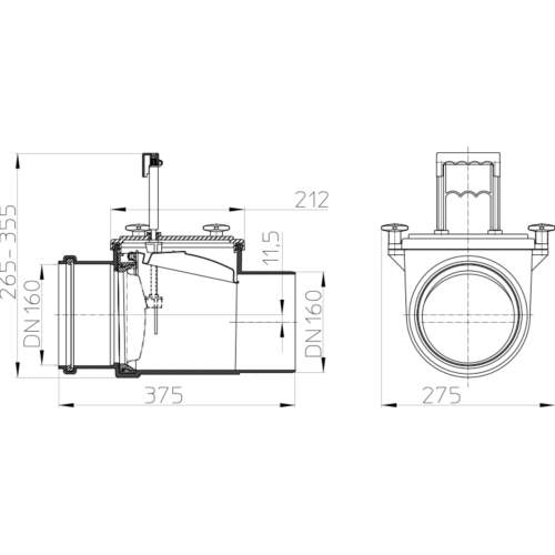 HL715.1 Механічний каналізаційний затвор DN160_cхема