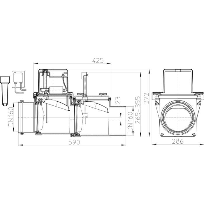 HL715.2EPC Механічний магістральний каналізаційний затвор DN160_cхема