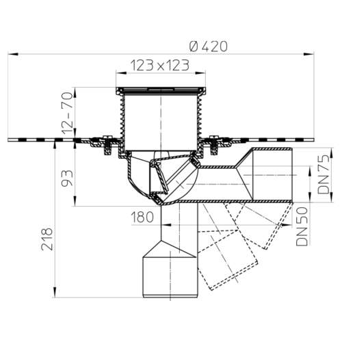 HL80H Трап для балконів і терас DN50 / 75_схема