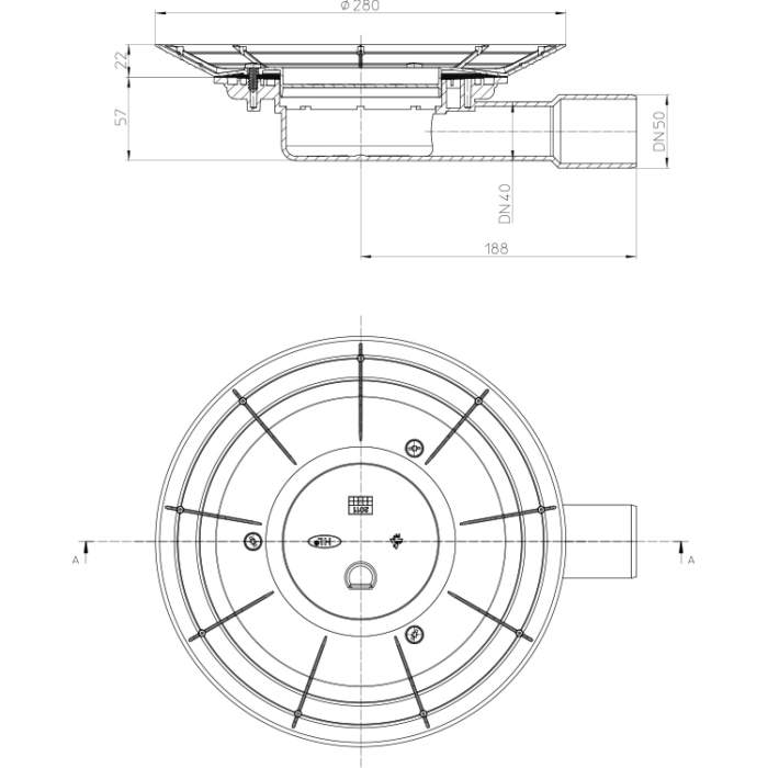 HL90K-3020 Корпус трапа DN40/50_cхема