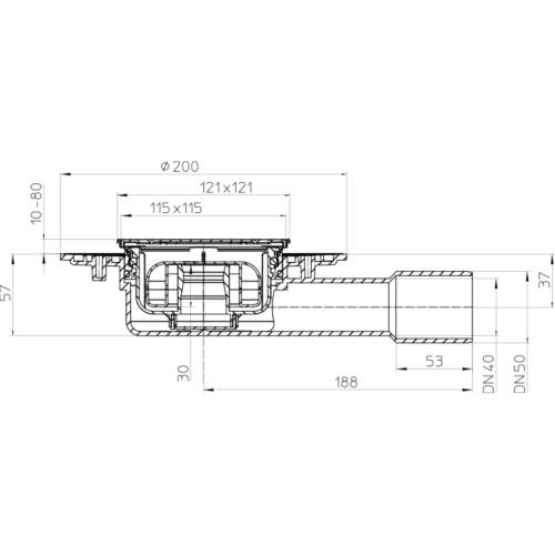 HL90Pr-3000 Трап DN40 / 50_схема