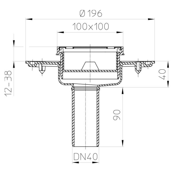 HL92 Трап DN40_схема