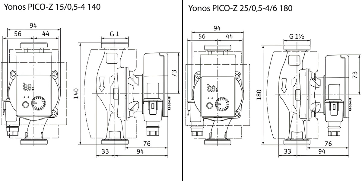 Wilo-Yonos-PICO-Z-dimensions