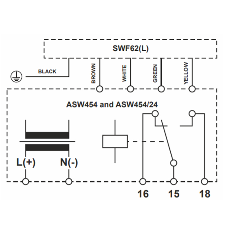 Схема підключення, ASW454 і ASW454/24