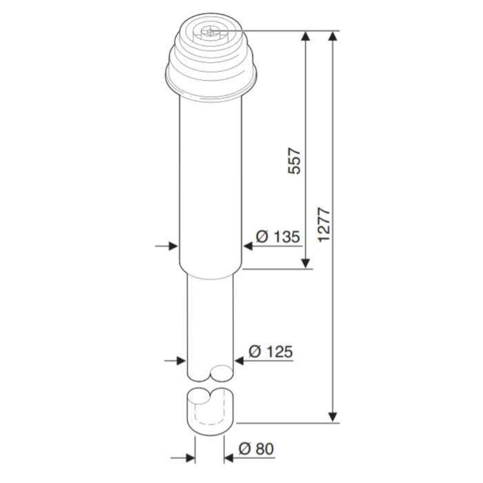 Коаксіальний вертикальний комплект Bosch AZB 919 Ø80/125 схема