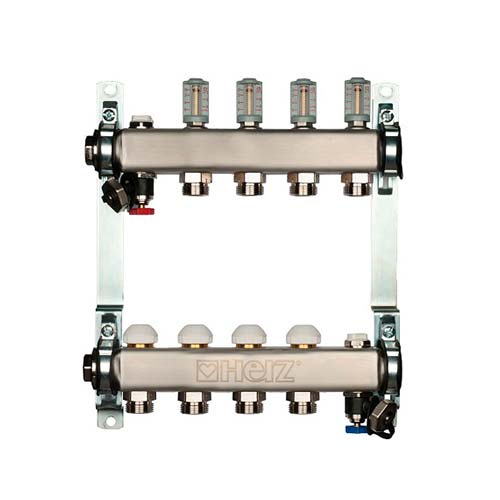 Розподільник із нержавіючої сталі DN 25 та термостатичними буксами М28х1,5
